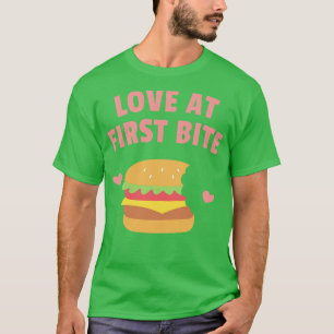 T-shirt Burger Love At First Bite Funny