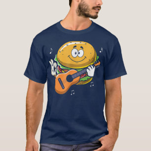 T-shirt Burger qui joue de la guitare, joueur de ukulélé U