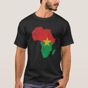 T-shirt Burkina Faso Drapeau Afrique Continent Silhouette 
