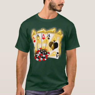 T-shirt Burning Four Aces Poker Cool Quad Aces Poker
