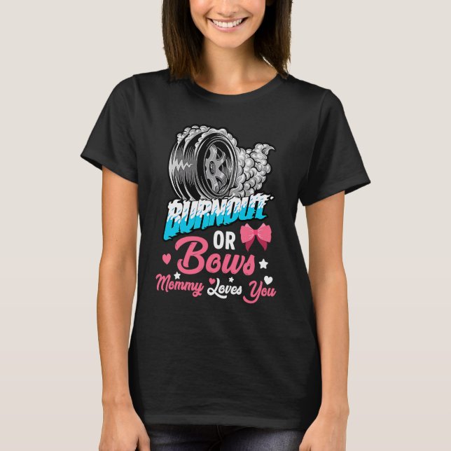 T-shirt Burnout or Bows Gender Reveal Baby Party Announcem (Devant)