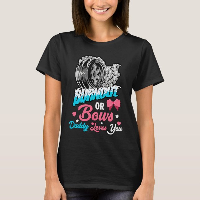 T-shirt Burnout or Bows Gender Reveal Baby Party Announcem (Devant)