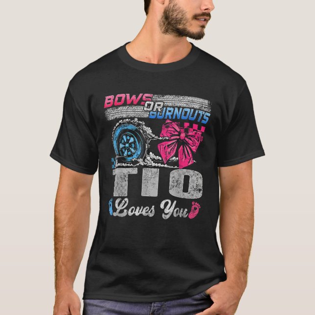 T-shirt Burnouts ou Bows Tio vous aime Genre Reveal Party (Devant)