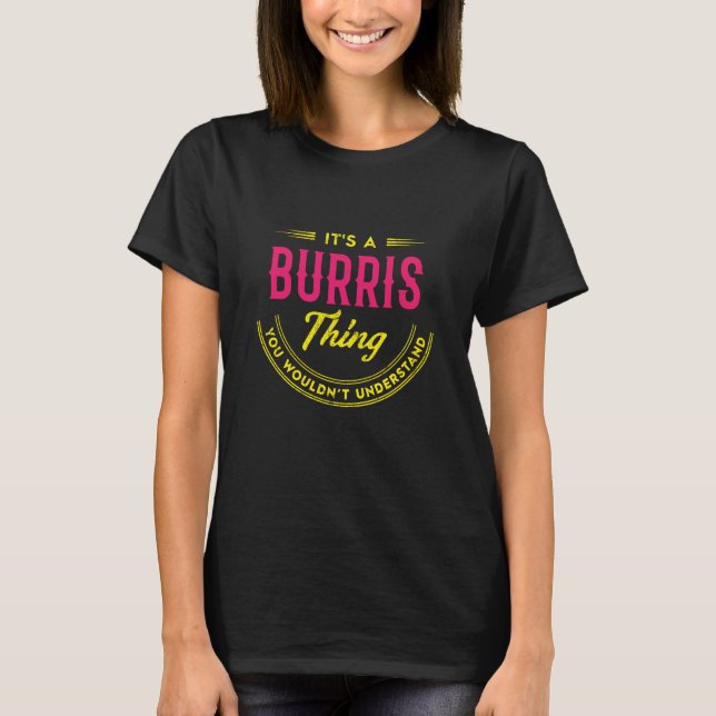 T-shirt BURRIS Nom, BURRIS nom de famille crête (Devant)