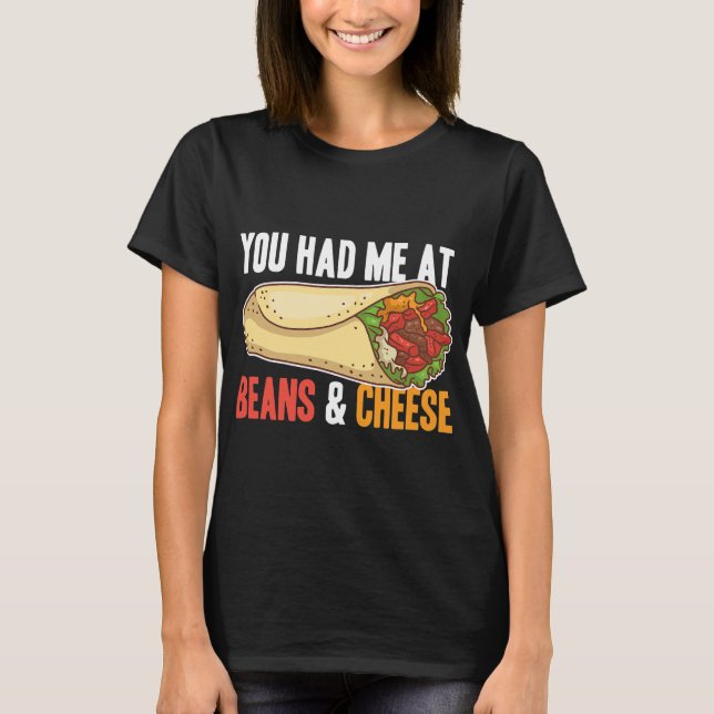 T-shirt Burrito Haricots Fromage Cool mexicain Taco (Devant)