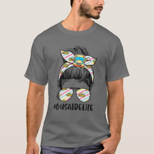 T-shirt Bus Aide Life Messy Bun Hair mignonne School Bus D