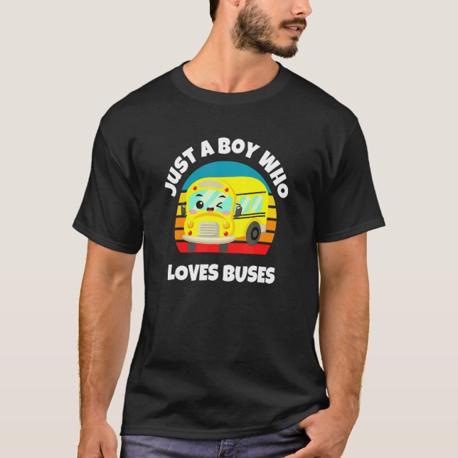 T-shirt Bus Scolaire Juste Un Garçon Qui Aime Bus 4 (Devant)