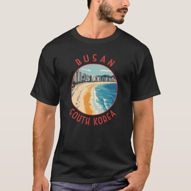 T-shirt Busan Haeundae Beach Cercle Retro (Devant)