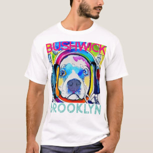 T-shirt Bushwick Brooklyn, chien de musique Technicolor