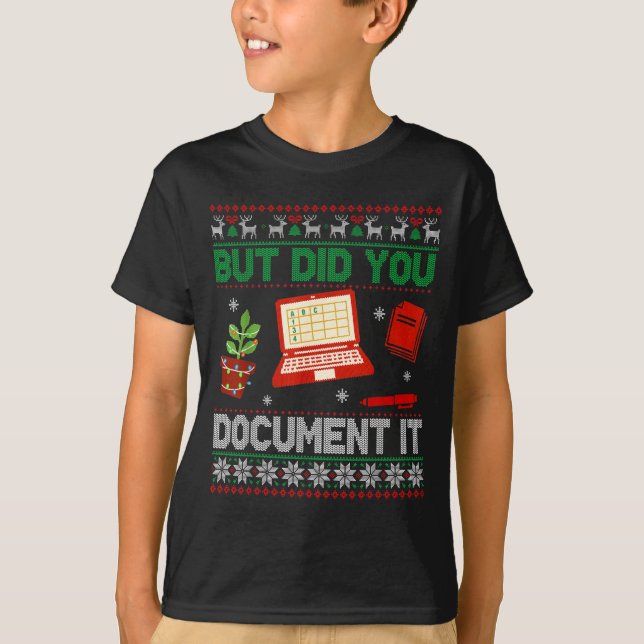 T-shirt But Did You Doent It Funny Office Christmas Ugly S (Devant)