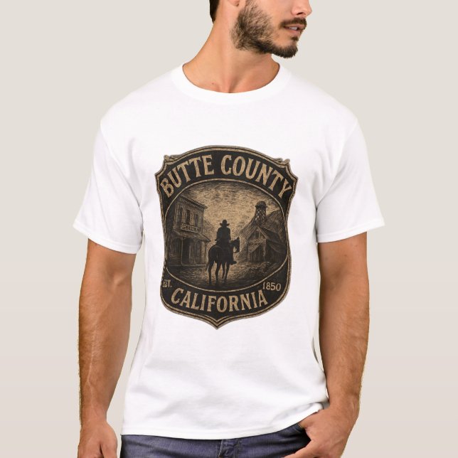 T-shirt Butte County California – Gold Rush Western (Devant)