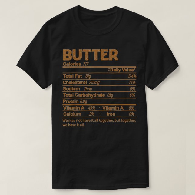 T-shirt Butter Nutrition Facts Funny Thanksgiving Christma (Design devant)