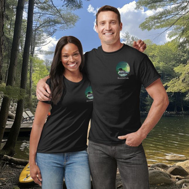 T-shirt Butterfield Lake White Men Loon Famille (Créateur téléchargé)