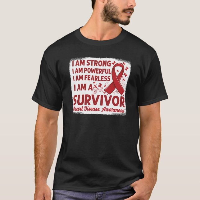 T-shirt Butterflies I Wear Red For my mom Heart Disease Aw (Devant)