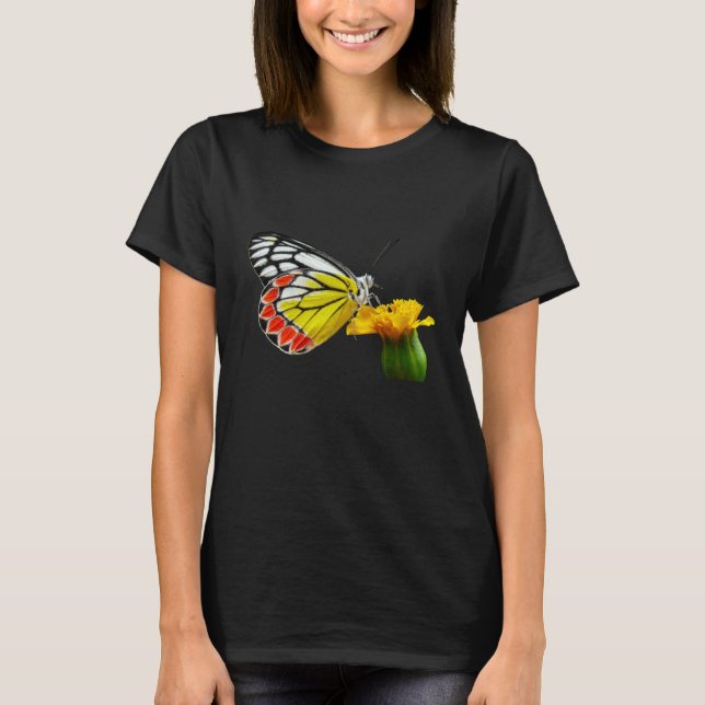 T-shirt Butterfly  Beautiful Butterfly And Marigold Flower (Devant)