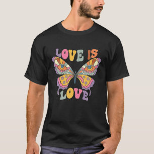 T-shirt Butterfly Boho Rainbow Love Is Love LGBT Gay Lesbi