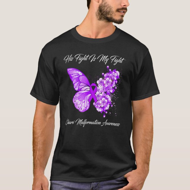 T-shirt Butterfly His Fight Is My Fight Chiari Malformatio (Devant)
