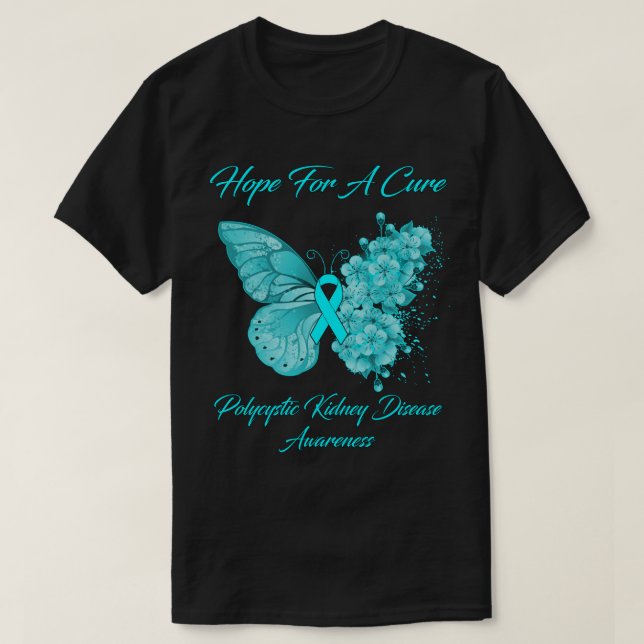 T-shirt Butterfly Hope For A Cure Polycystic Kidney Diseas (Design devant)