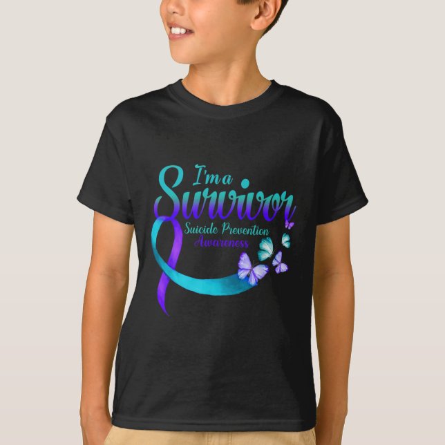 T-shirt Butterfly I'm A Survivor Suicide Prevention Award (Devant)