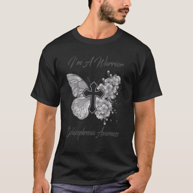 T-shirt Butterfly I'm A Warrior Schizophrenia Aware (Devant)