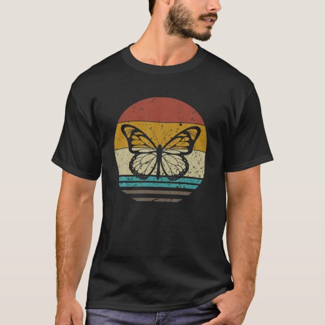 T-shirt Butterfly Lover Gifts Retro Sunset Insect Monarch (Devant)