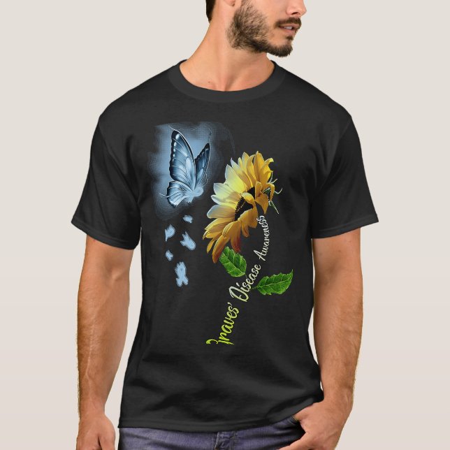 T-shirt Butterfly Sunflower Graves' Disease Awareness (Devant)
