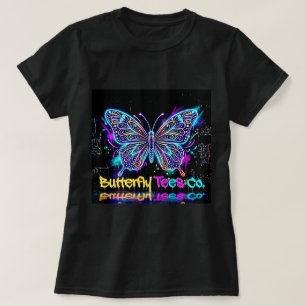 T-shirt Butterfly Tees Co. Chemise Papillon Néon 0047790