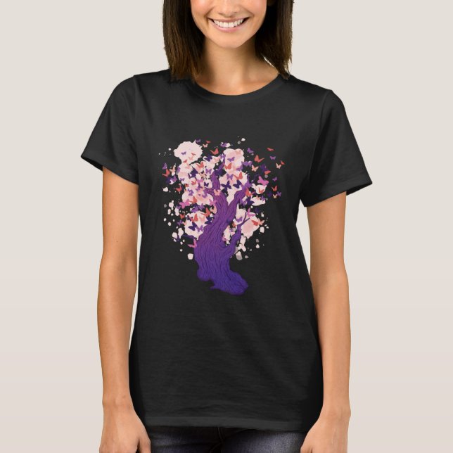 T-shirt Butterfly Tree Beautiful Butterflies Tree Nature (Devant)