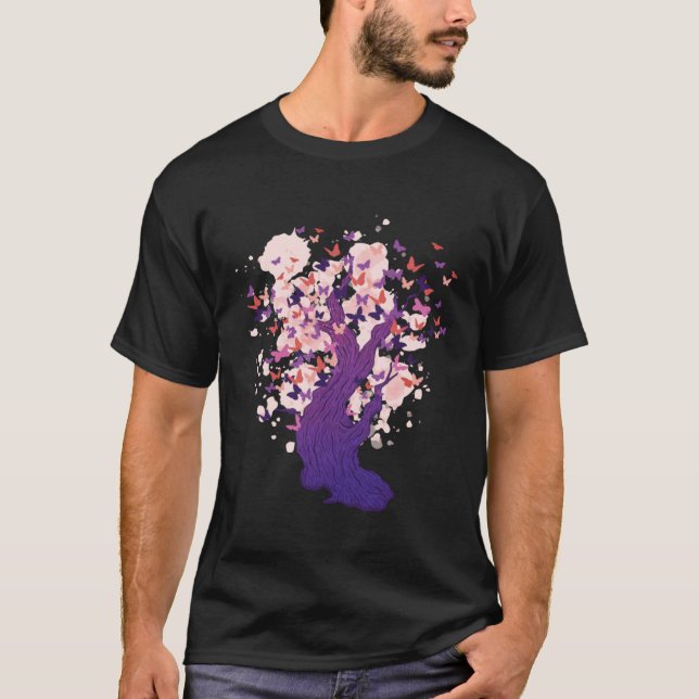 T-shirt Butterfly Tree Beautiful Butterflies Tree Nature (Devant)