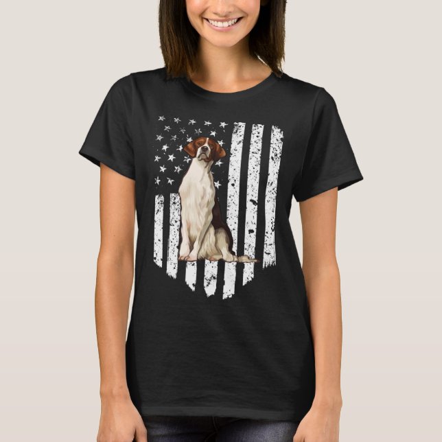 T-shirt BW American Flag Irish Red and White Setter 4th Of (Devant)