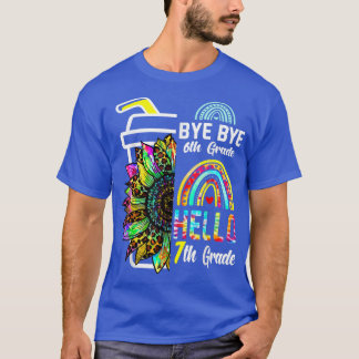 T-shirt Bye 6e année Bonjour 7e année Sunflower Rainbow Ti