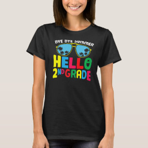 T-shirt Bye Bye Summer Hello Second Grade Mignonne 2e Grad