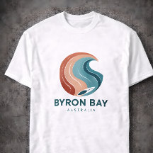 T-Shirt Byron Bay Australie Logo Rétro Vague Vinta