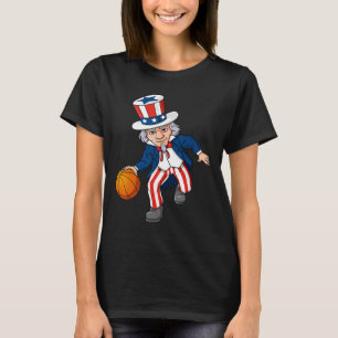 T-shirt Bysketbyll Oncle Sam 4 juillet Garçons Enfants Ado