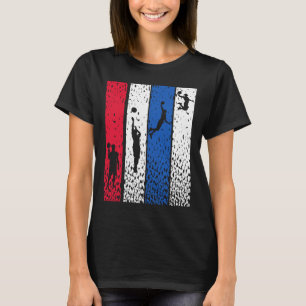 T-shirt Bysketbyll Retro Vintage Usa Drapeau Rouge Blanc B
