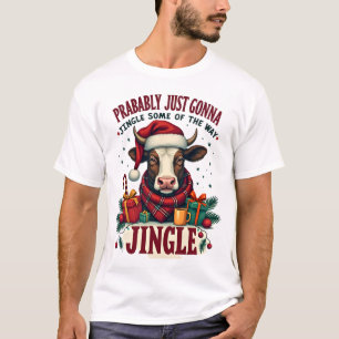 T-shirt C drôle de Noël vintage vache Highland Cloche