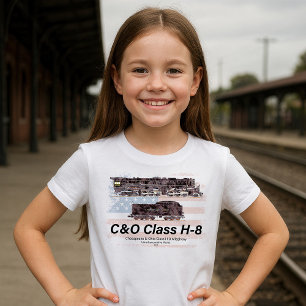 T-shirt C&O Classe H-8 Allegheny Locomotive - Drapeau amér