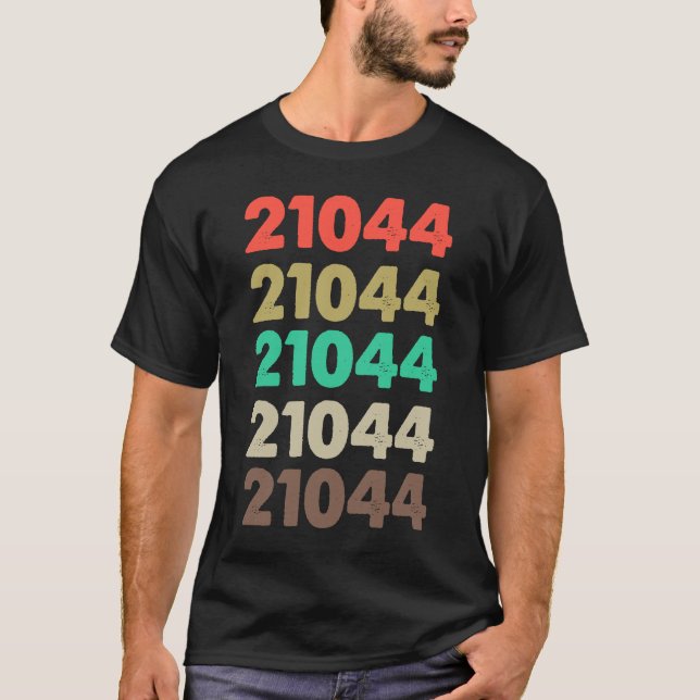 T-shirt Ça Dit 21044 Retro Code postal Code postal 21044 (Devant)