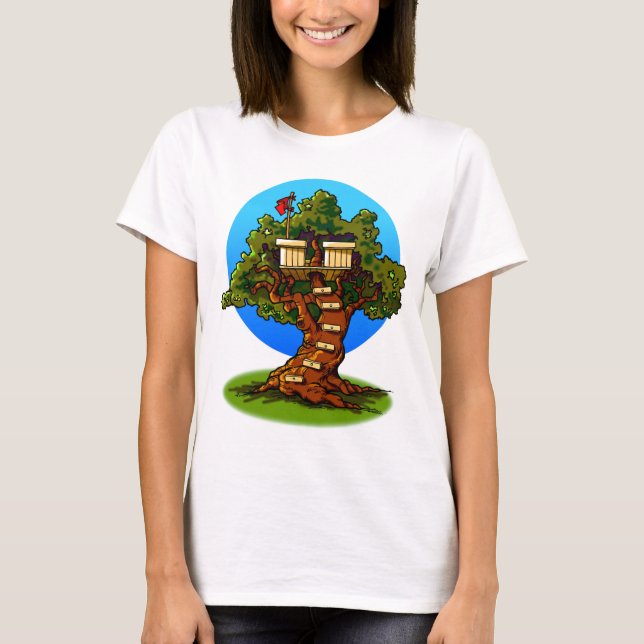 T-shirt Cabane dans un arbre de bande dessinée (Devant)