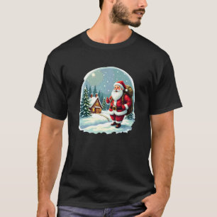 T-shirt Cabane du Père Noël dans une nuit de Noël enneigée