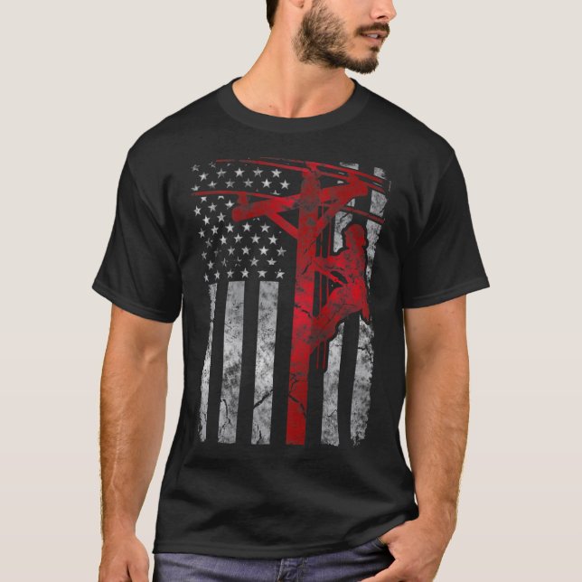 T-shirt Câble électrique Patriotique en détresse (Devant)