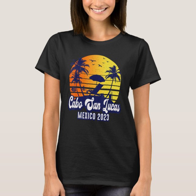 T-shirt Cabo San Lucas 2023 Mexico Sunset Beach Retro_1 (Devant)
