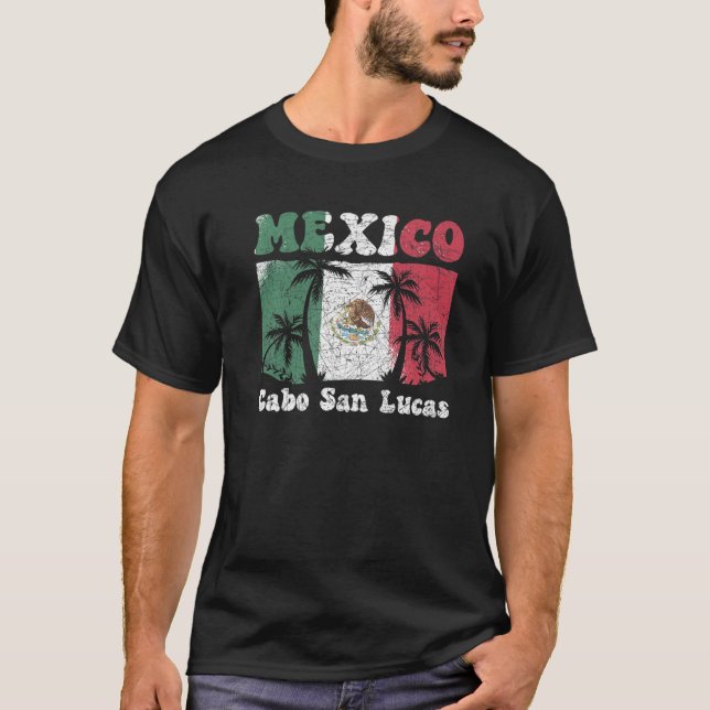 T-shirt Cabo Summer Vacation Palm Trees Drapeau Mexicain M (Devant)