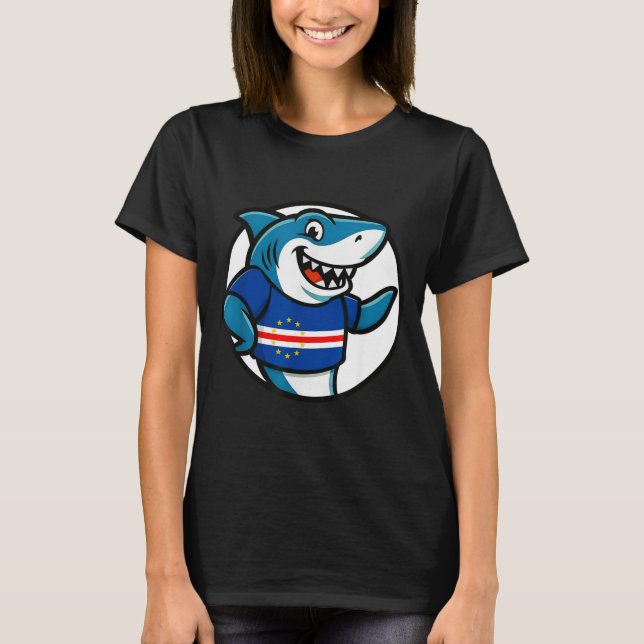 T-shirt Cabo Verde Flag Shark Funny Cabo Verdean  (Devant)