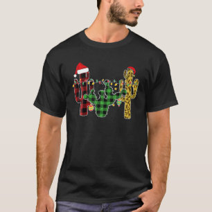 T-shirt Cactus Buffalo Plaid Leopard Christmas Matching