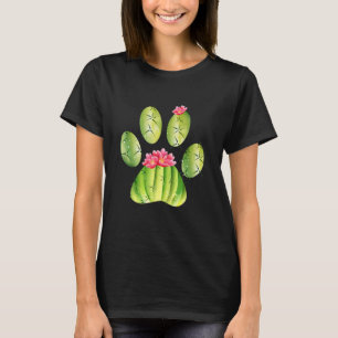 T-shirt Cactus Chien Paw Avec Fleur Funny Floral Succulent