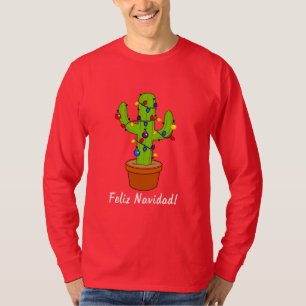T-shirt Cactus décoré pour les fêtes Feliz Navidad
