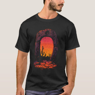 T-shirt Cactus en fer à cheval rustique Coucher de soleil