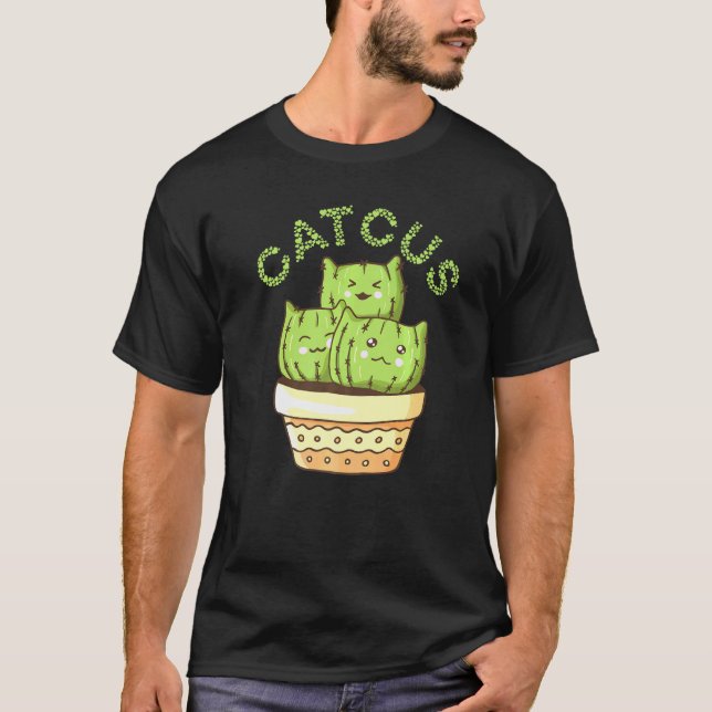 T-shirt Cactus Kitty Catcus Succulent Saguaro Chat Pun (Devant)