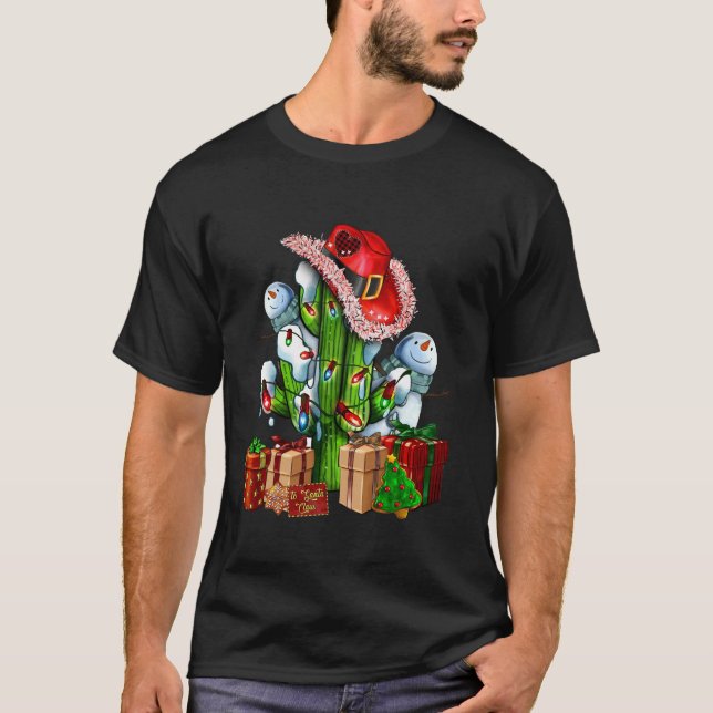 T-shirt Cactus Occidentaux Avec Cowboy Casquette Joyeux No (Devant)